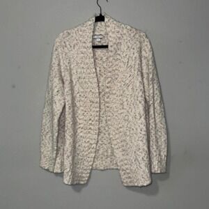 Croft & Barrow Womens XL Marled Open Front Cardigan Sweater Cream Beige Textured